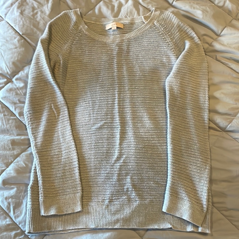 Like-New, LOFT light blue knit sweater, soft, size L, Beach-ware